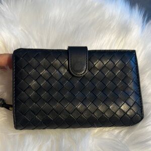 Bottega Veneta Black Woven Leather Wallet